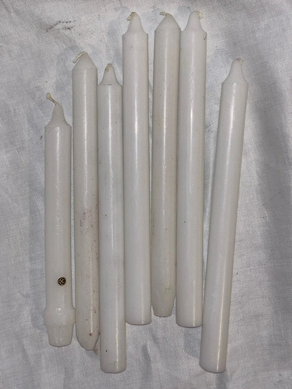 White Ivory Taper Dinner Candles Set of 7 Unused Mixed Sizes Table Decor